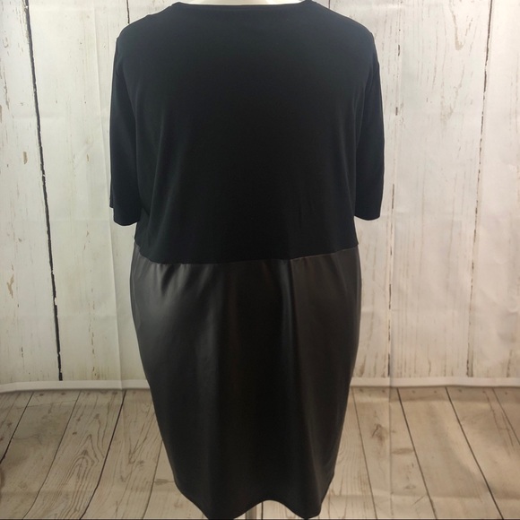 ASOS Black Jersey & Leather (Faux) Split Dress - Picture 2 of 4
